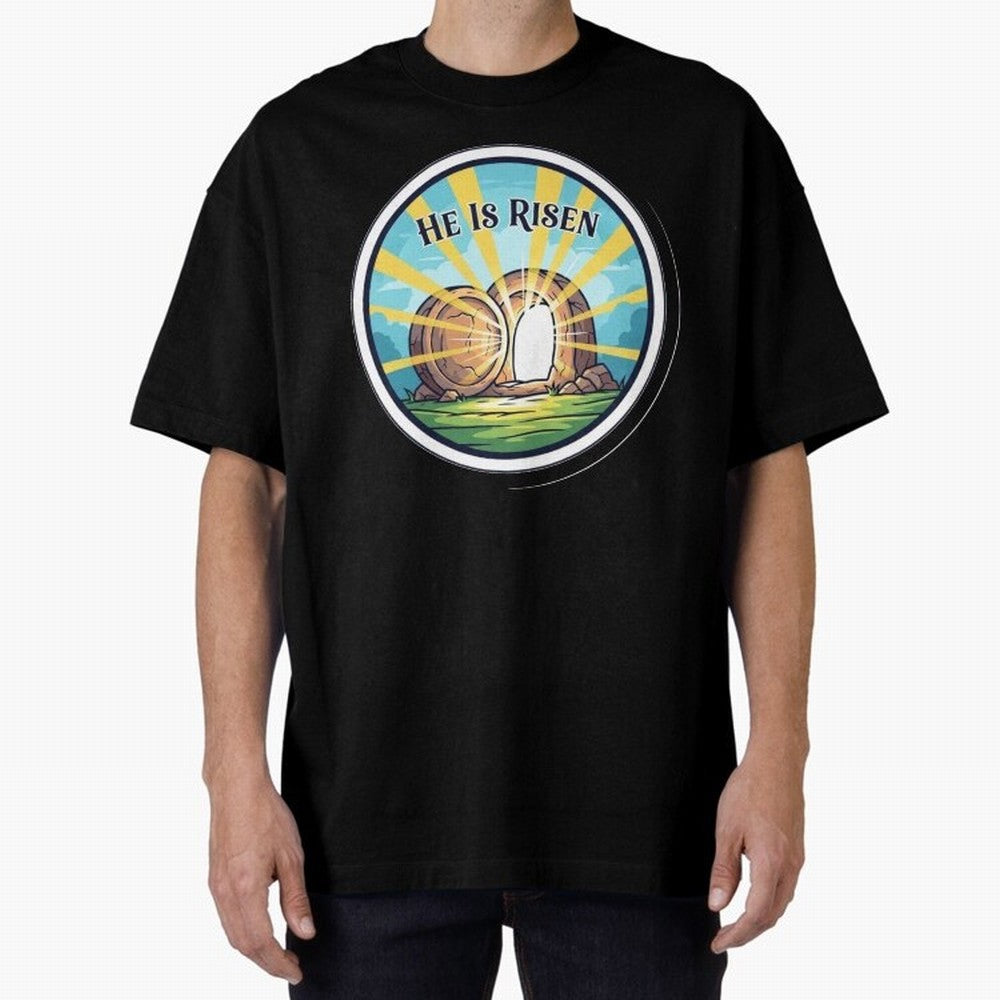 He Is Risen Indeed Easter Faith Sticker Oversized T-Shirt Celebrate Unforgettable Nights in Match Day Hype around FIFA World Cup 2026 Group Stage, Neymar, Haaland and Cristiano Ronaldo, Brazil, Portugal and Argentina, Championship Spirit, Famous