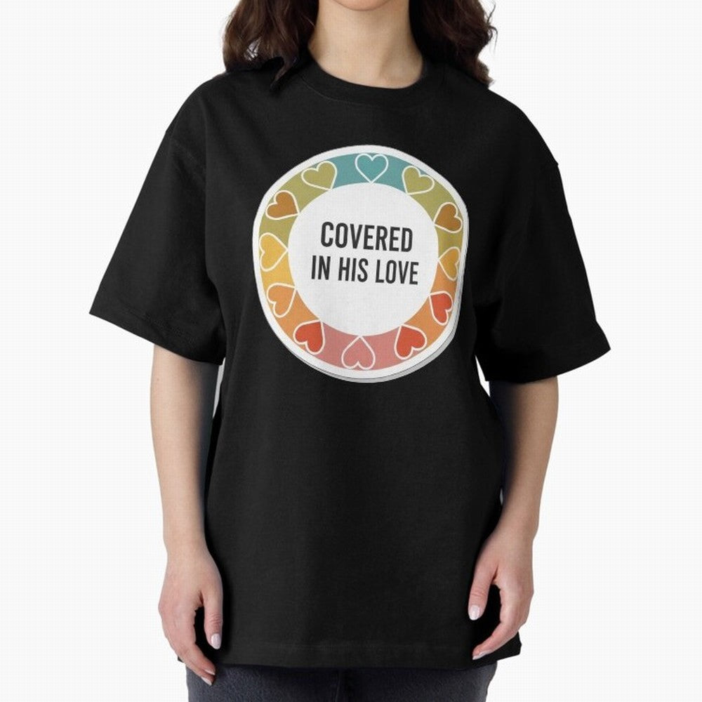 Covered in His Love Christian Encouragement Sticker Oversized T-Shirt Carry the Colors and Pride of the FIFA World Cup 2026 USA Canada Mexico Journey through Cristiano Ronaldo Highlights, Argentina, France and Brazil Pride, Worldwide Fan Energy,