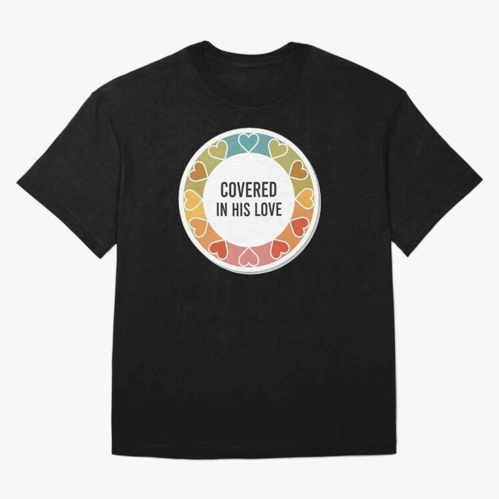 Covered in His Love Christian Encouragement Sticker Oversized T-Shirt Carry the Colors and Pride of the FIFA World Cup 2026 USA Canada Mexico Journey through Cristiano Ronaldo Highlights, Argentina, France and Brazil Pride, Worldwide Fan Energy,