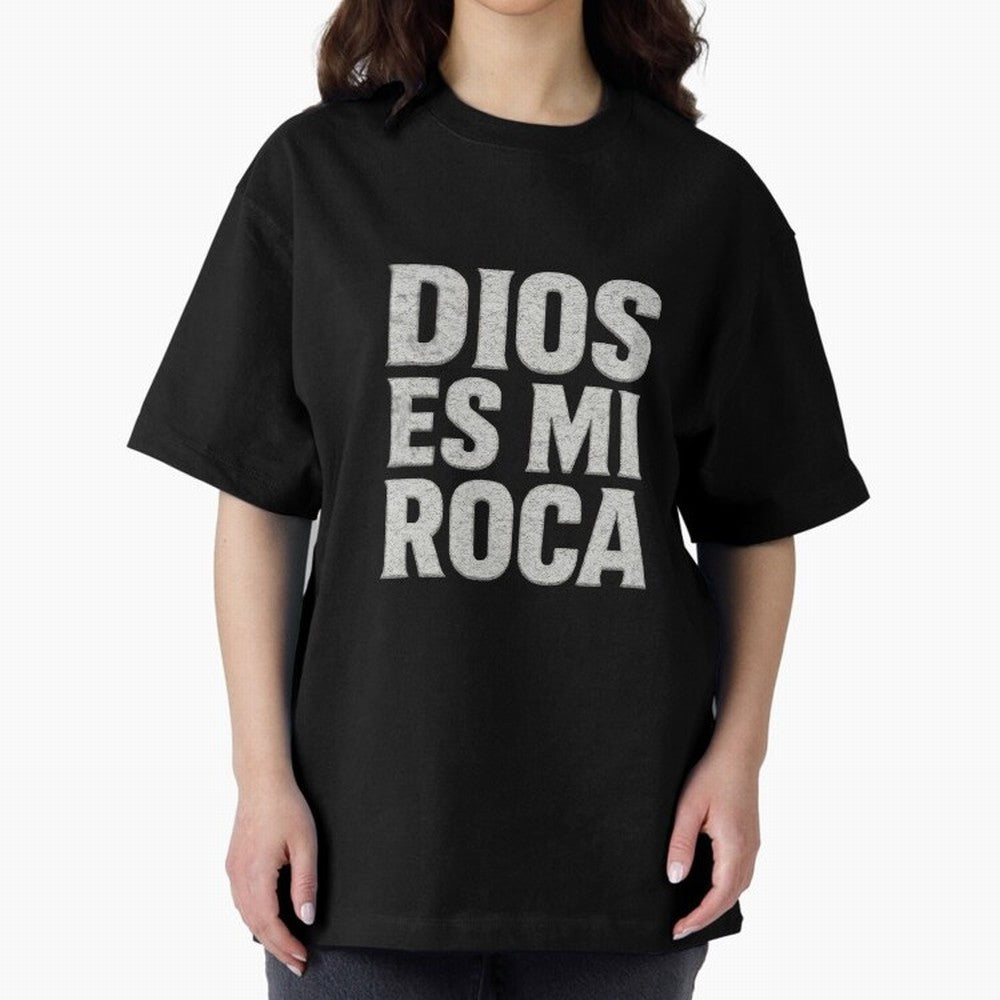 DIOS ES MI ROCA - White Stone Typography - Christian Oversized T-Shirt Feel International Energy from Match Day Hype around FIFA World Cup 2026, CR7, Argentina and Brazil, Supporter Pride, Iconic Celebrations, Legendary Names and Global Match Day