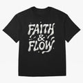 FAITH & FLOW - Liquid Chrome Typography - Urban Christian Oversized T-Shirt Capture Stadium Memories from FIFA World Cup 2026 USA Canada Mexico for Fans of Messi and Cristiano Ronaldo and England, Bringing Supporter Pride, Iconic Celebrations,