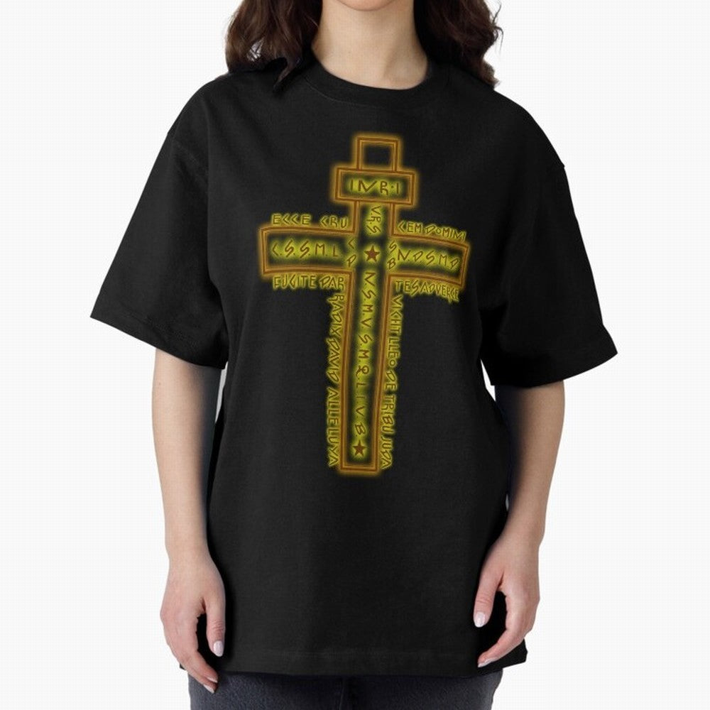 Cruz del Santo Padre Benito Color Oversized T-Shirt Celebrate the Magic of FIFA World Cup 2026 Group Stage for Fans of Haaland and Mbappe and England and Germany, Bringing Football Festival Excitement, Trophy Ambitions, Country Rivalries and Star