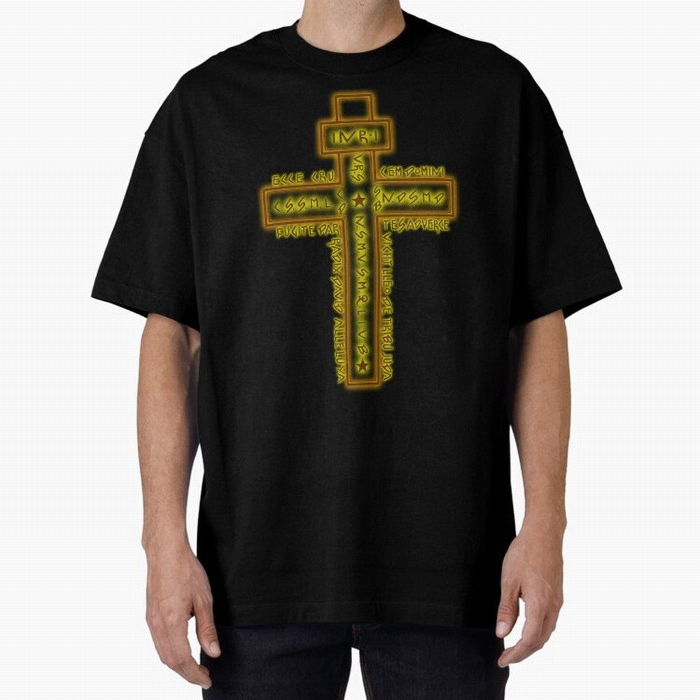 Cruz del Santo Padre Benito Color Oversized T-Shirt Celebrate the Magic of FIFA World Cup 2026 Group Stage for Fans of Haaland and Mbappe and England and Germany, Bringing Football Festival Excitement, Trophy Ambitions, Country Rivalries and Star