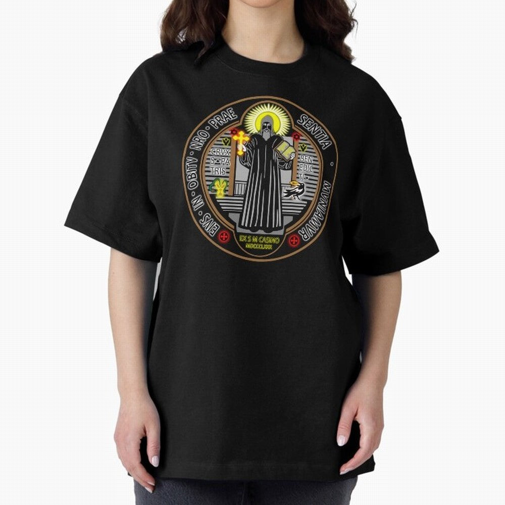 Medalla de San Benito Color Frontal Oversized T-Shirt Stand Out with Spirit from FIFA World Cup 2026 Group Stage for Fans of CR7 and Messi and Netherlands, Bringing Supporter Pride, Iconic Celebrations, Legendary Names and Global Match Day Energy;