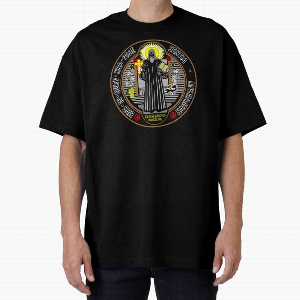 Medalla de San Benito Color Frontal Oversized T-Shirt Stand Out with Spirit from FIFA World Cup 2026 Group Stage for Fans of CR7 and Messi and Netherlands, Bringing Supporter Pride, Iconic Celebrations, Legendary Names and Global Match Day Energy;