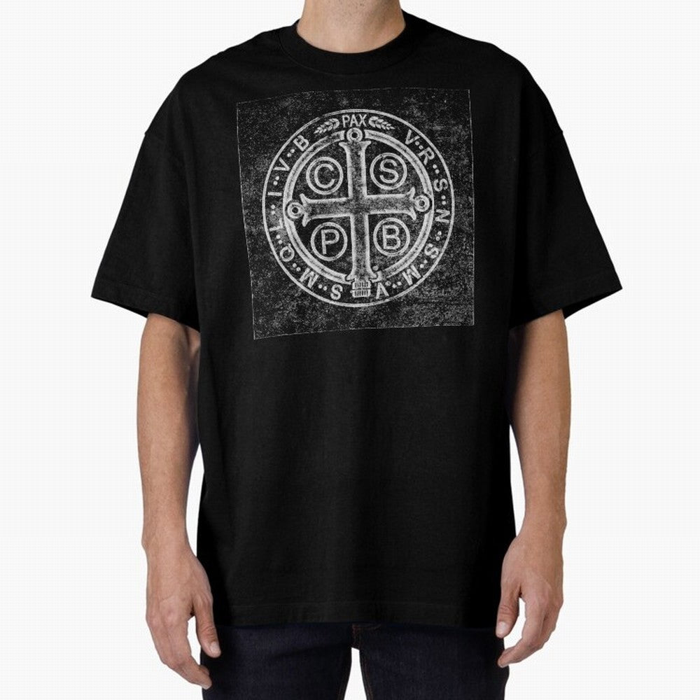 Medalla de San Benito Back Relieve Oversized T-Shirt Represent Football Lovers during the FIFA World Cup 2026 Journey through Messi and Cristiano Ronaldo Highlights, France and Portugal Pride, Football Festival Excitement, Trophy Ambitions, Country
