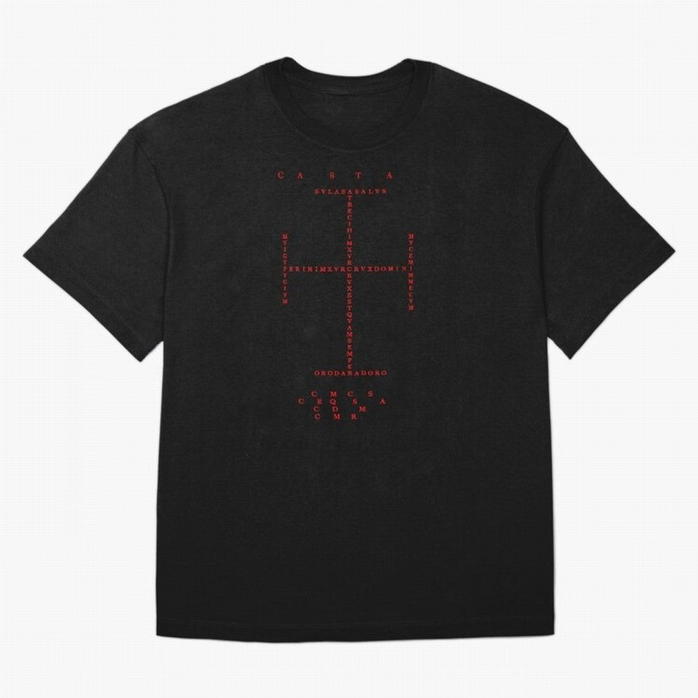 Cruz Ang¨¦lica de Santo Tom¨¢s de Aquino Black n Red Oversized T-Shirt Celebrate the Road through FIFA World Cup 2026 Group Stage Capturing Mbappe, Spain Energy, Retro Football Energy, Iconic Rivalries, Trophy Chase Drama and Stadium Atmosphere;