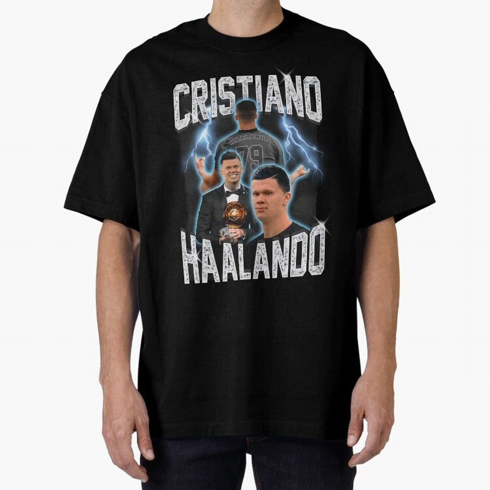 Cristiano Haalando Lightning Poster For Football Fans and Gift For Sports Lovers Oversized T-Shirt Bring Trophy Dreams to FIFA World Cup 2026 USA Canada Mexico Featuring Messi and Cristiano Ronaldo, Netherlands Energy, Soccer Culture, Superstar