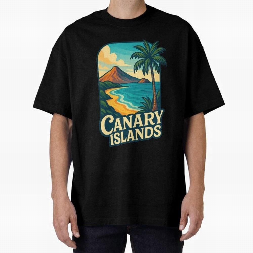 Tropical Shoreline of the Canary Islands Spain Oversized T-Shirt Carry FIFA World Cup 2026 Group Stage Capturing Mbappe and Neymar, France and Portugal Energy, Retro Football Energy, Iconic Rivalries, Trophy Chase Drama and Stadium Atmosphere;