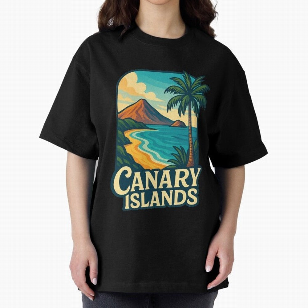 Tropical Shoreline of the Canary Islands Spain Oversized T-Shirt Carry FIFA World Cup 2026 Group Stage Capturing Mbappe and Neymar, France and Portugal Energy, Retro Football Energy, Iconic Rivalries, Trophy Chase Drama and Stadium Atmosphere;