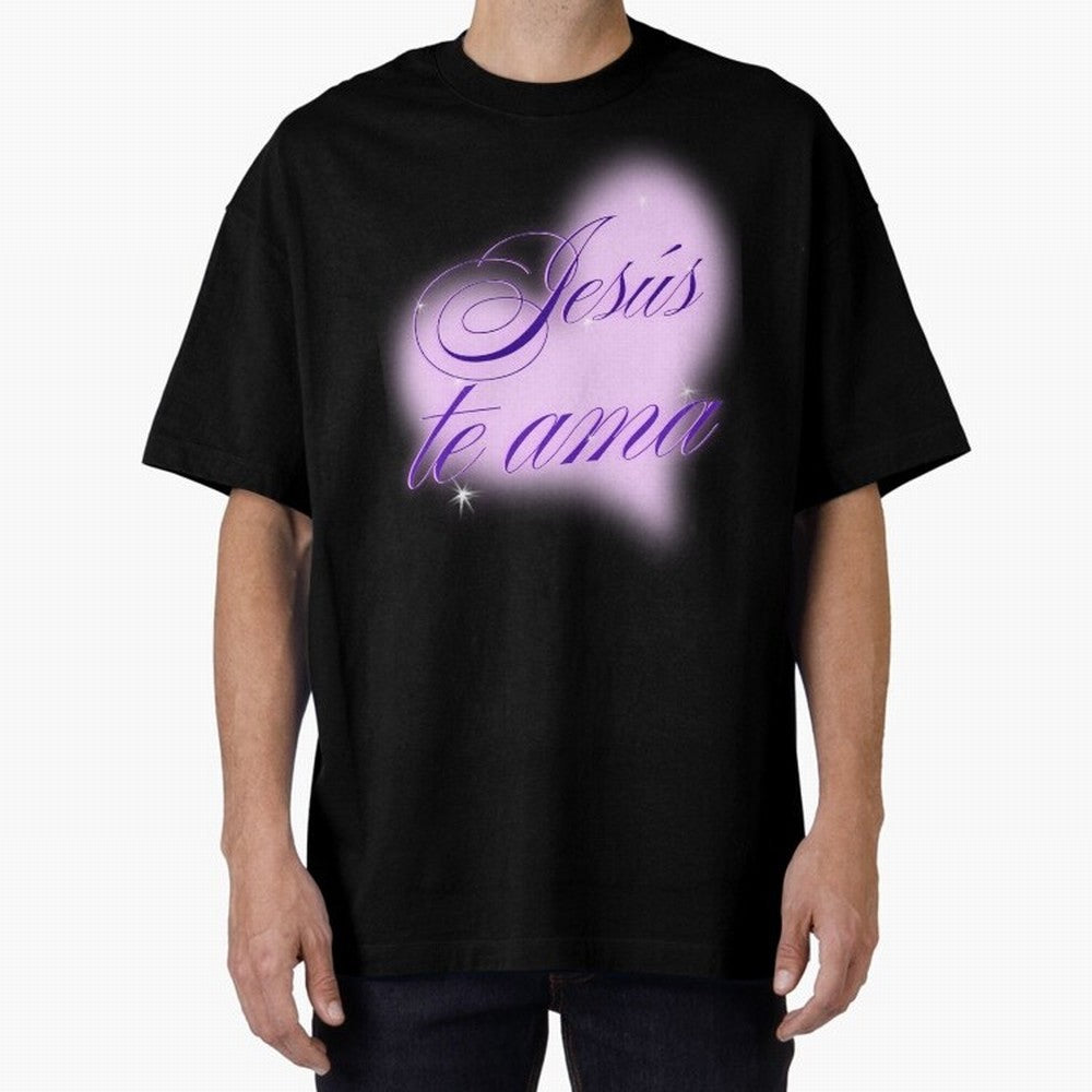 Spanish, Jesus Loves You, Jes¨²s te ama, John 3:16 Oversized T-Shirt Show Up for the Glory of FIFA World Cup 2026 Group Stage Spirit, Centered on Germany, Messi, CR7 and Mbappe, Supporter Pride, Iconic Celebrations, Legendary Names and Global Match