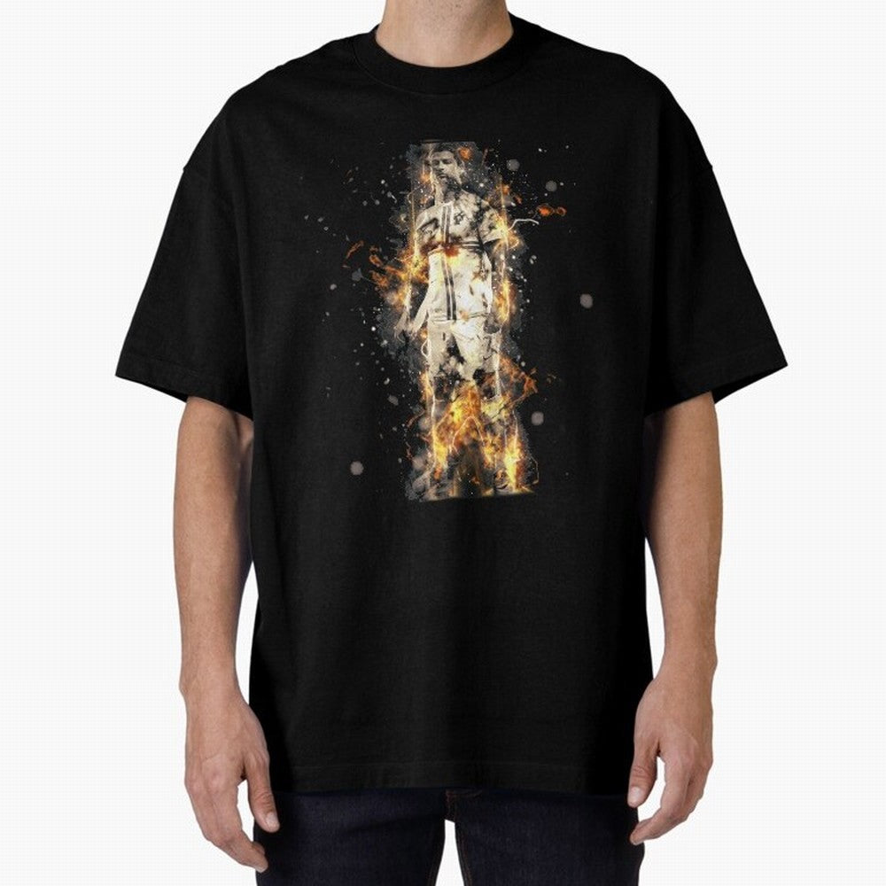 Ronaldo On Fire T Shirt Cristiano Cr7 Soccer S Jersey Men Madrid 7 Portugal Football Real White Kids Tee Mens Black Oversized T-Shirt Make Game Day About FIFA World Cup 2026 Group Stage Spirit, Filled with Spain and Netherlands, Neymar, Haaland and