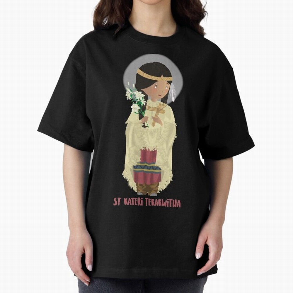 Saint Kateri Tekakwitha Oversized T-Shirt Experience the Global Stage of FIFA World Cup 2026 Spirit, Made for Brazil, Cristiano Ronaldo, Sports Nostalgia, International Competition, Famous Players and Unforgettable Victories; Made for Collectors