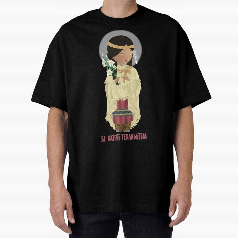 Saint Kateri Tekakwitha Oversized T-Shirt Experience the Global Stage of FIFA World Cup 2026 Spirit, Made for Brazil, Cristiano Ronaldo, Sports Nostalgia, International Competition, Famous Players and Unforgettable Victories; Made for Collectors