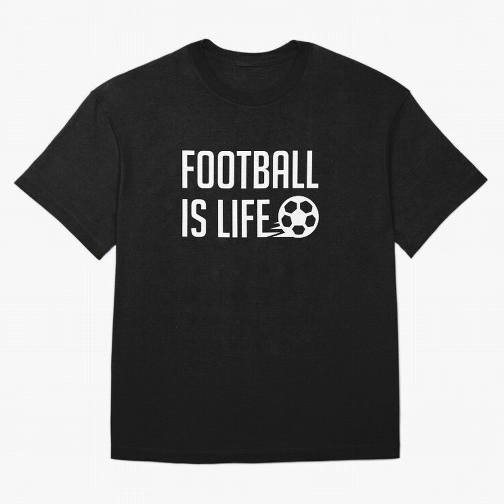 Football Is Life (Black BG) Oversized T-Shirt Support Iconic Players in FIFA World Cup 2026 Group Stage for Fans of Cristiano Ronaldo, Haaland and CR7 and Spain, Bringing Fan Favorite Moments, National Team Passion, Big Match Drama and Soccer