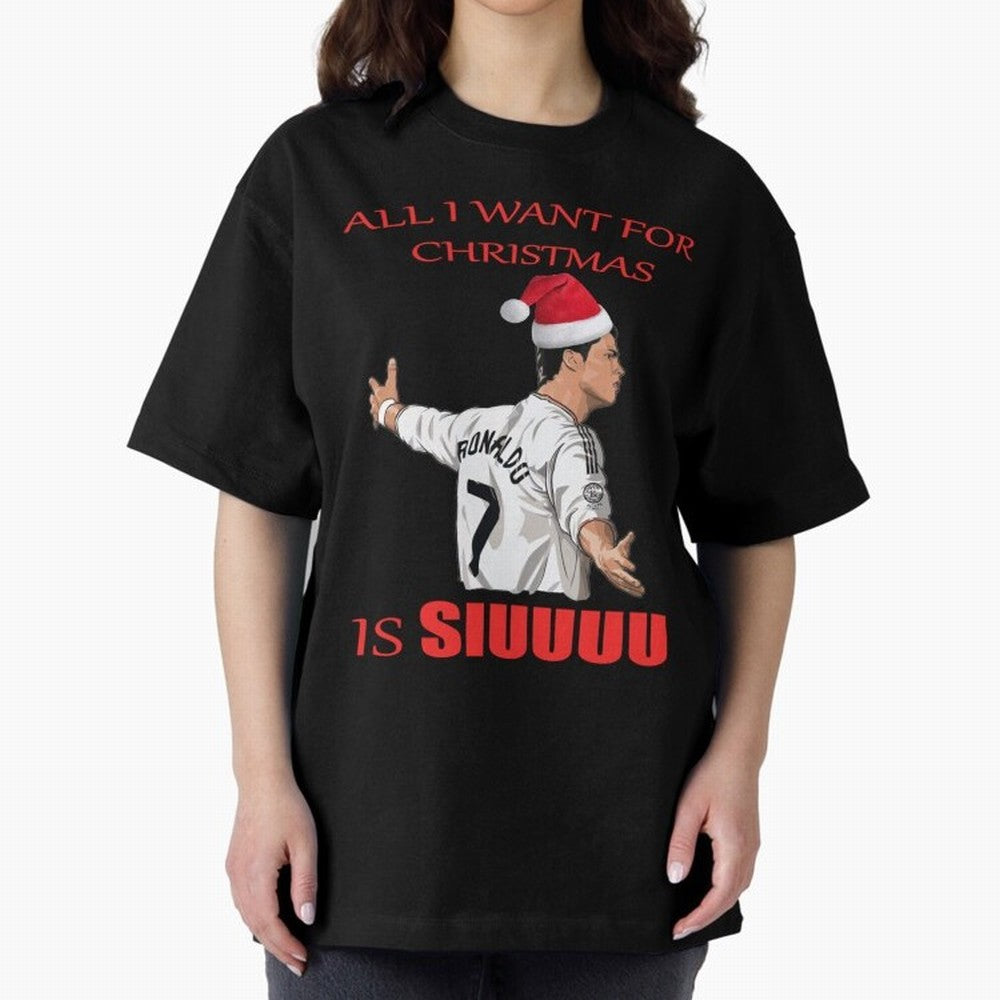 All I Want For Christmas Is Siuuu Oversized T-Shirt Represent the Passion of Global Football Passion for FIFA World Cup 2026 USA Canada Mexico, Centered on Haaland, Argentina, Global Supporter Spirit, Legendary Goals, National Colors and Tournament
