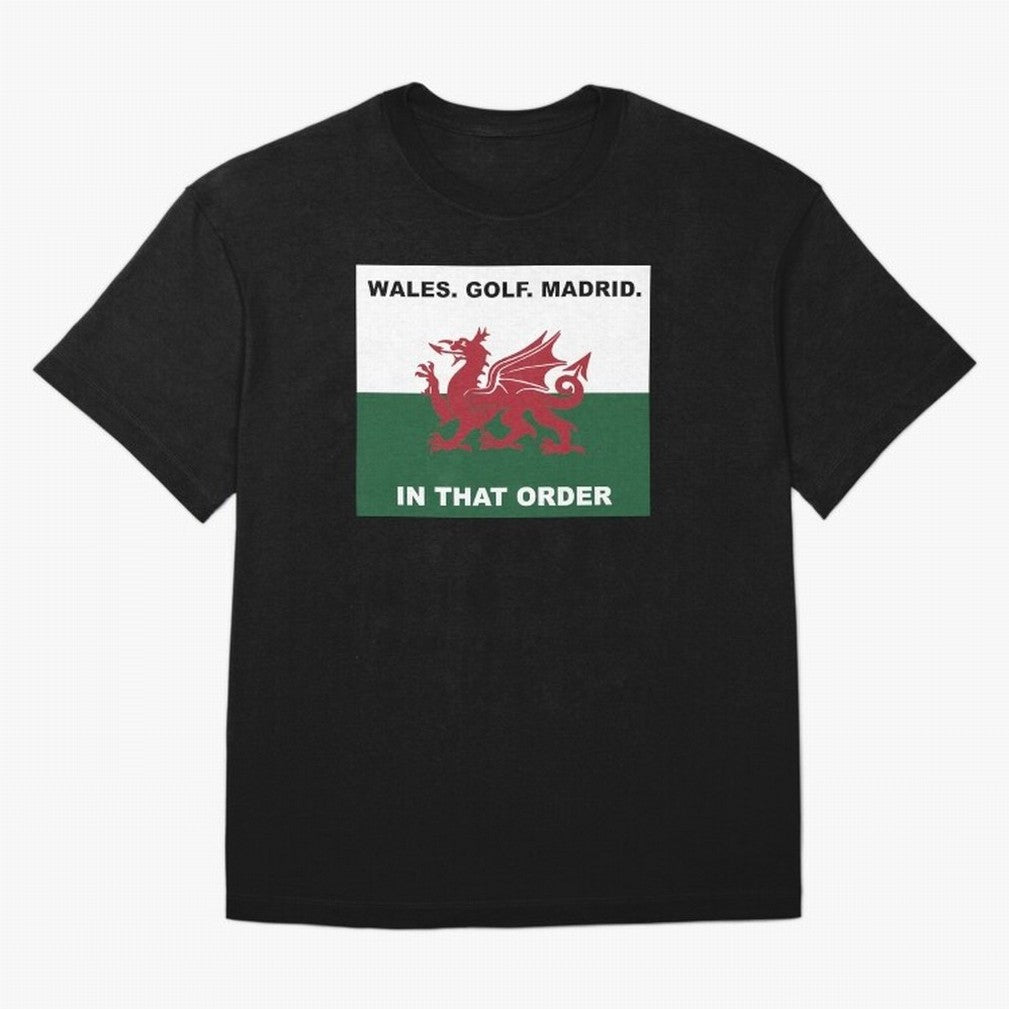 Wales Golf Madrid In That Order Oversized T-Shirt Honor the Beautiful Game during FIFA World Cup 2026 Capturing Messi and Cristiano Ronaldo, Spain Energy, Stadium Memories, Football Loyalty, International Chants and Championship Tradition; Perfect