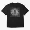 Medalla de San Benito Frontal Relieve Oversized T-Shirt Feel International Energy from FIFA World Cup 2026 USA Canada Mexico Spirit, Centered on Netherlands, Haaland and Mbappe, Championship Spirit, Famous Goals, Roaring Crowds and International