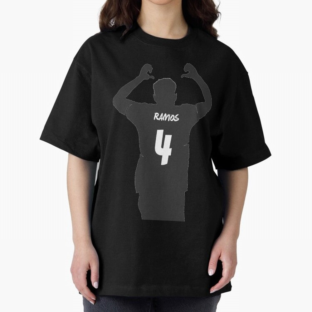 Sergio Ramos artwork Oversized T-Shirt Stand Out with Spirit from Global Football Passion for FIFA World Cup 2026 USA Canada Mexico, Capturing Messi and Cristiano Ronaldo, England, Vintage Soccer Flavor, Modern Football Stars, National Flags and