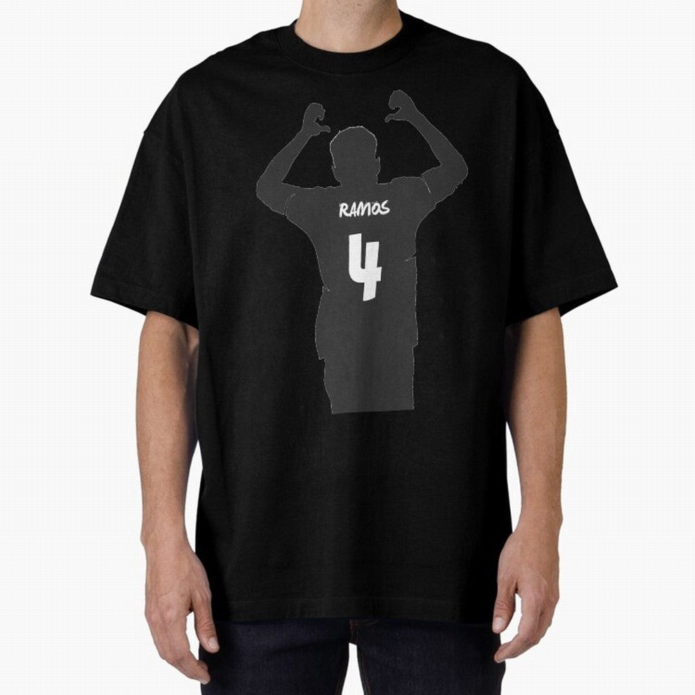 Sergio Ramos artwork Oversized T-Shirt Stand Out with Spirit from Global Football Passion for FIFA World Cup 2026 USA Canada Mexico, Capturing Messi and Cristiano Ronaldo, England, Vintage Soccer Flavor, Modern Football Stars, National Flags and