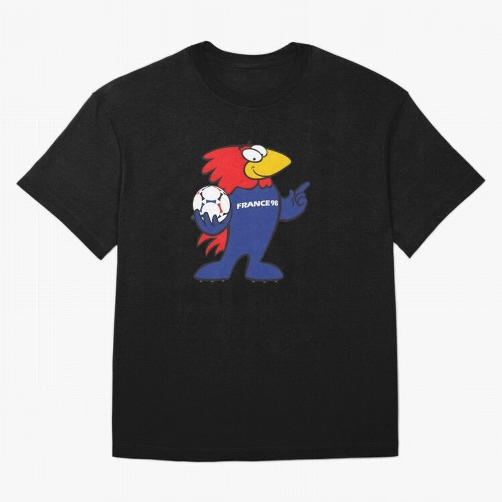 Footix - World Cup 98' Mascote Logo Oversized T-Shirt Relive Legendary Nights from FIFA World Cup 2026 for Fans of Messi, Neymar and Mbappe and Netherlands, Bringing Sports Nostalgia, International Competition, Famous Players and Unforgettable