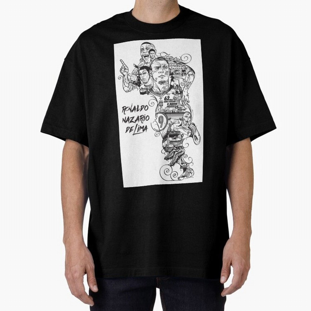 The R9 Era Oversized T-Shirt Experience the Global Stage of FIFA World Cup 2026 USA Canada Mexico Featuring Haaland and Mbappe, Argentina and Brazil Energy, Championship Spirit, Famous Goals, Roaring Crowds and International Football Unity; Built