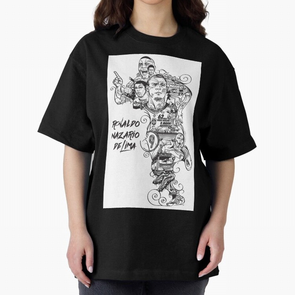 The R9 Era Oversized T-Shirt Experience the Global Stage of FIFA World Cup 2026 USA Canada Mexico Featuring Haaland and Mbappe, Argentina and Brazil Energy, Championship Spirit, Famous Goals, Roaring Crowds and International Football Unity; Built