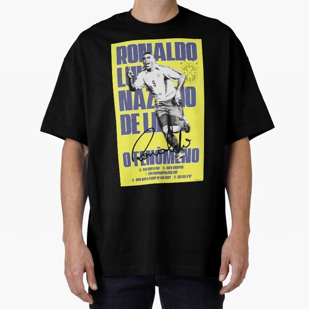 R9 Ronaldo Nazario Poster Oversized T-Shirt Showcase the FIFA World Cup 2026 Group Stage Journey through Neymar, Haaland and Cristiano Ronaldo Highlights, Spain and Netherlands Pride, Champion Mindset, Group Stage Buzz, Knockout Tension and