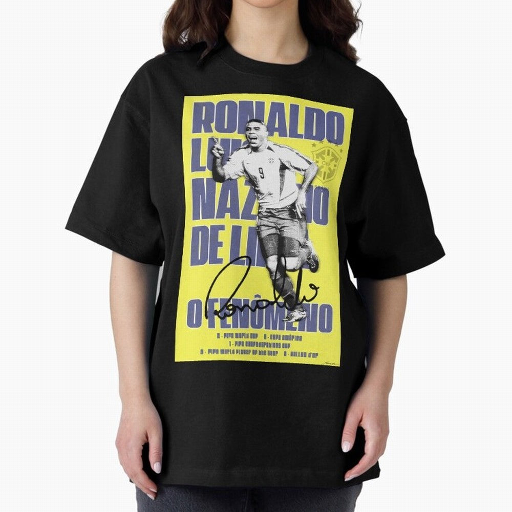 R9 Ronaldo Nazario Poster Oversized T-Shirt Showcase the FIFA World Cup 2026 Group Stage Journey through Neymar, Haaland and Cristiano Ronaldo Highlights, Spain and Netherlands Pride, Champion Mindset, Group Stage Buzz, Knockout Tension and