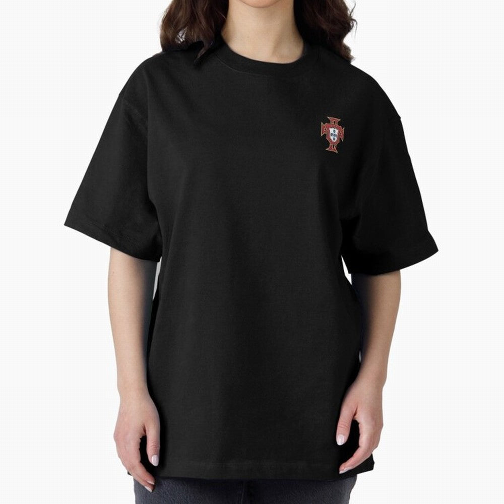 Portugal Soccer Logo Sticker Oversized T-Shirt Cheer for Global Football Passion for FIFA World Cup 2026 USA Canada Mexico, Built around Cristiano Ronaldo, Haaland and CR7, Argentina, Goal Celebration Energy, Supporter Heritage, Football Icons and