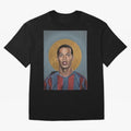 Art Ronaldinho Painting Oversized T-Shirt Celebrate Football Heritage in FIFA World Cup 2026 USA Canada Mexico for Fans of Neymar, Haaland and Cristiano Ronaldo and Brazil, Bringing Soccer Culture, Superstar Moments, National Team Dreams and