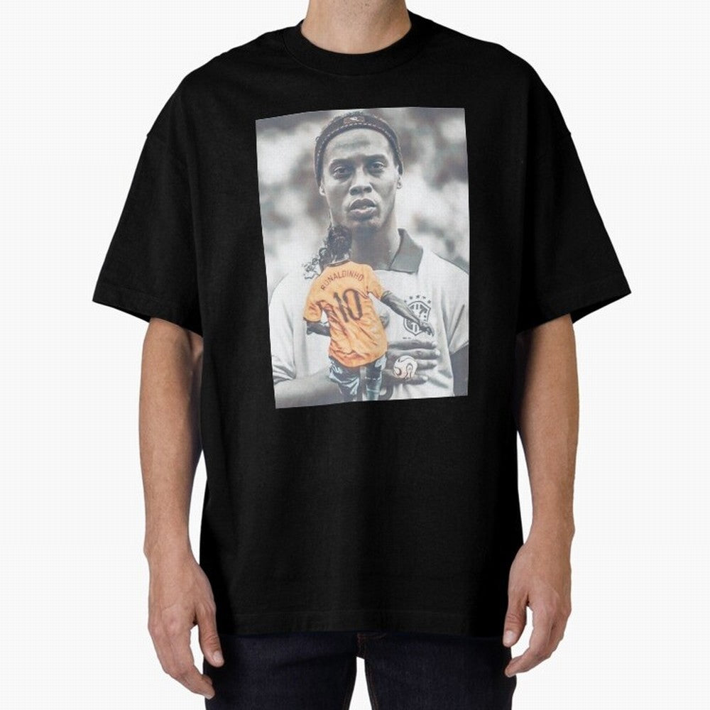 Wallpaper Ronaldinho Illustration Oversized T-Shirt Feel the Trophy Chase of Global Football Passion for FIFA World Cup 2026 USA Canada Mexico, Connected to Haaland, England, Fan Favorite Moments, National Team Passion, Big Match Drama and Soccer