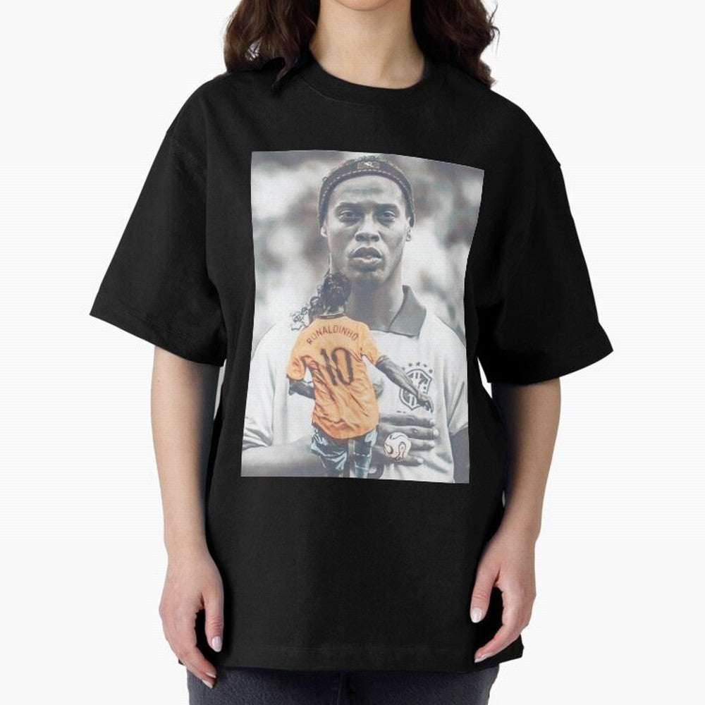 Wallpaper Ronaldinho Illustration Oversized T-Shirt Feel the Trophy Chase of Global Football Passion for FIFA World Cup 2026 USA Canada Mexico, Connected to Haaland, England, Fan Favorite Moments, National Team Passion, Big Match Drama and Soccer