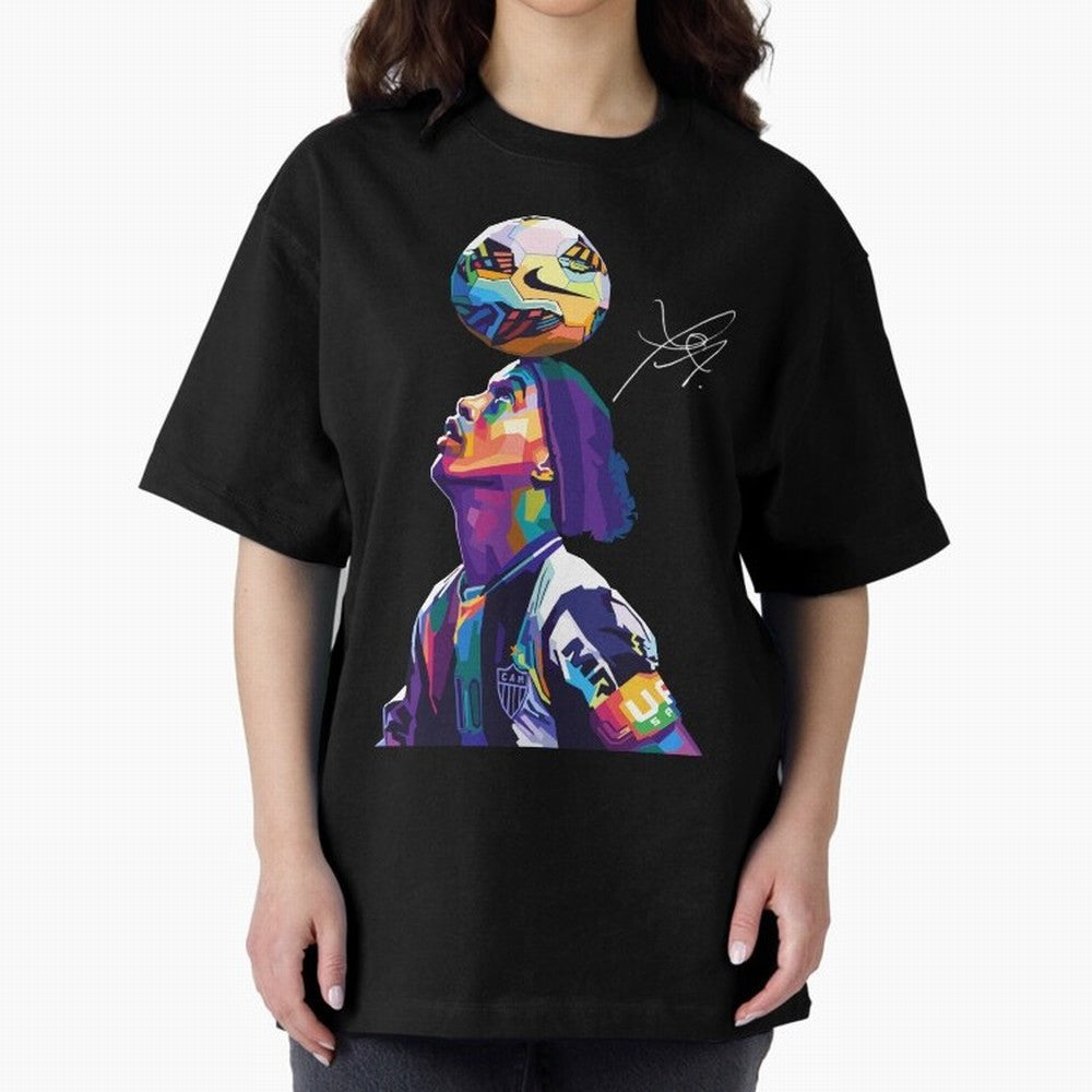 Ronaldinho Wpap Pop Art Oversized T-Shirt Celebrate Fan Favorites in FIFA World Cup 2026 Group Stage Spirit, Featuring Germany, Messi and Cristiano Ronaldo, Football History, Final Match Energy, Crowd Noise and Once in a Lifetime Moments; Perfect