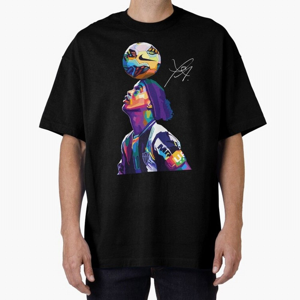 Ronaldinho Wpap Pop Art Oversized T-Shirt Celebrate Fan Favorites in FIFA World Cup 2026 Group Stage Spirit, Featuring Germany, Messi and Cristiano Ronaldo, Football History, Final Match Energy, Crowd Noise and Once in a Lifetime Moments; Perfect