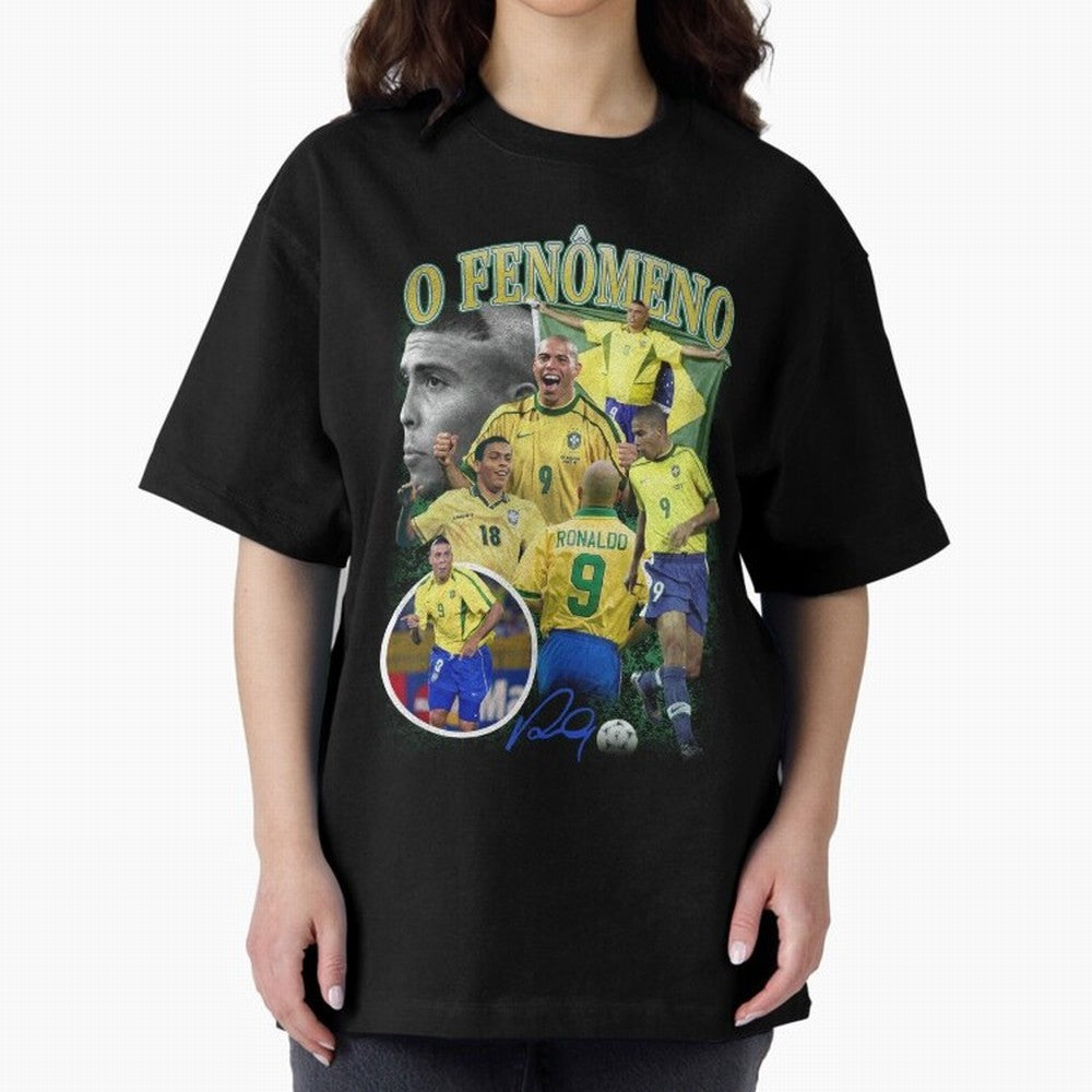 O Fenomeno Ronaldo Oversized T-Shirt Live the Energy of Match Day Hype around FIFA World Cup 2026, Mbappe, France, Global Supporter Spirit, Legendary Goals, National Colors and Tournament Celebration; Great for Watch Parties, Sports Bars, Family
