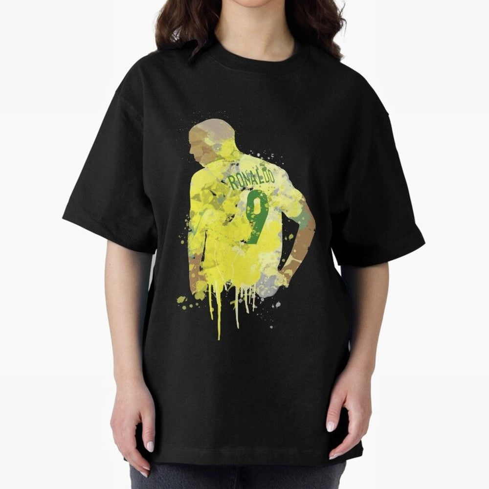 Ronaldo Brazil Legend Art Oversized T-Shirt Celebrate Supporters United by FIFA World Cup 2026 USA Canada Mexico with Neymar, Argentina and Brazil Energy, Championship Spirit, Famous Goals, Roaring Crowds and International Football Unity; Ideal for
