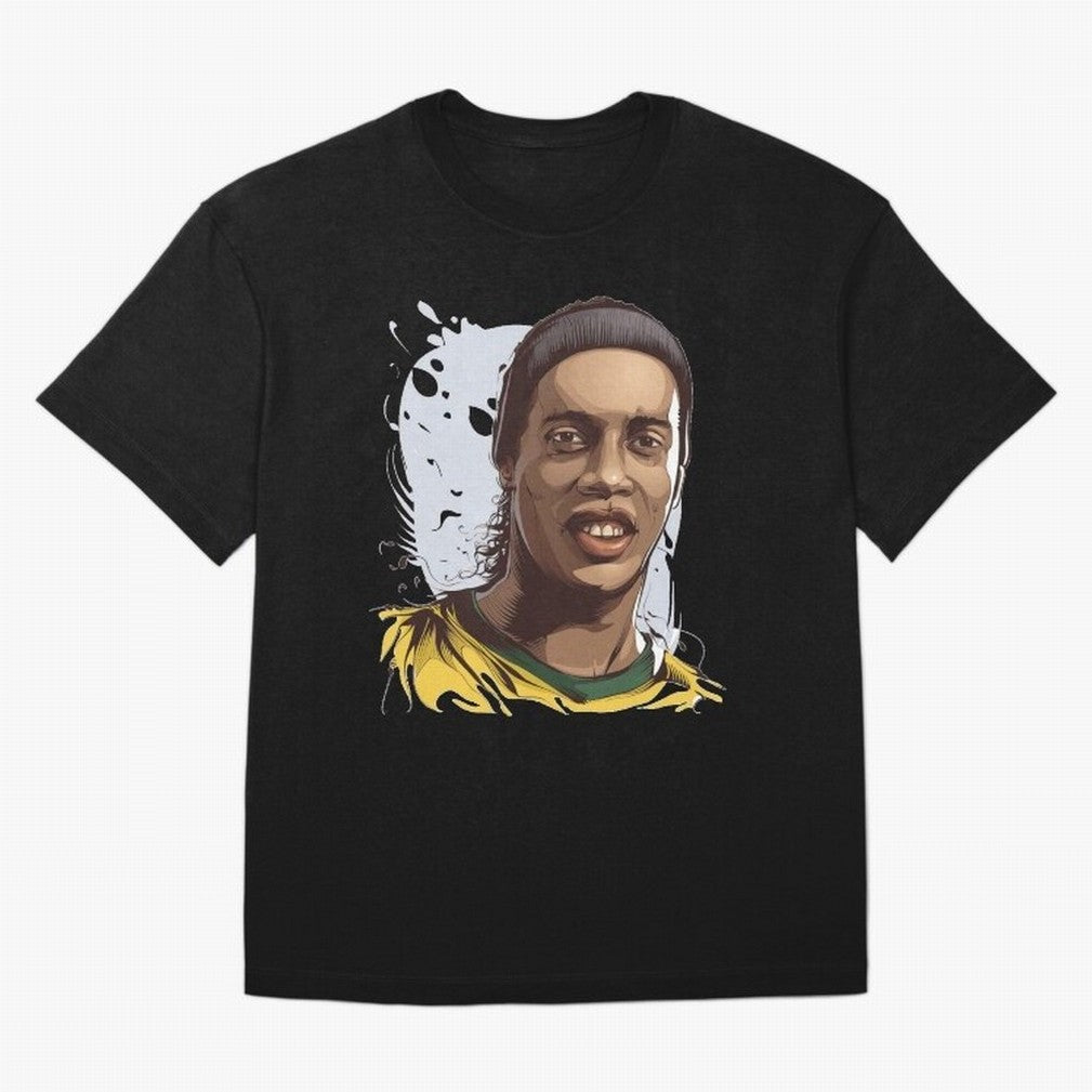 Illustration Ronaldinho Art Oversized T-Shirt Discover FIFA World Cup 2026 USA Canada Mexico Inspired by Messi and Cristiano Ronaldo, Spain and Netherlands Energy, Worldwide Fan Energy, Dramatic Goals, Stadium Lights and Championship Celebrations;