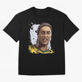 Illustration Ronaldinho Art Oversized T-Shirt Discover FIFA World Cup 2026 USA Canada Mexico Inspired by Messi and Cristiano Ronaldo, Spain and Netherlands Energy, Worldwide Fan Energy, Dramatic Goals, Stadium Lights and Championship Celebrations;