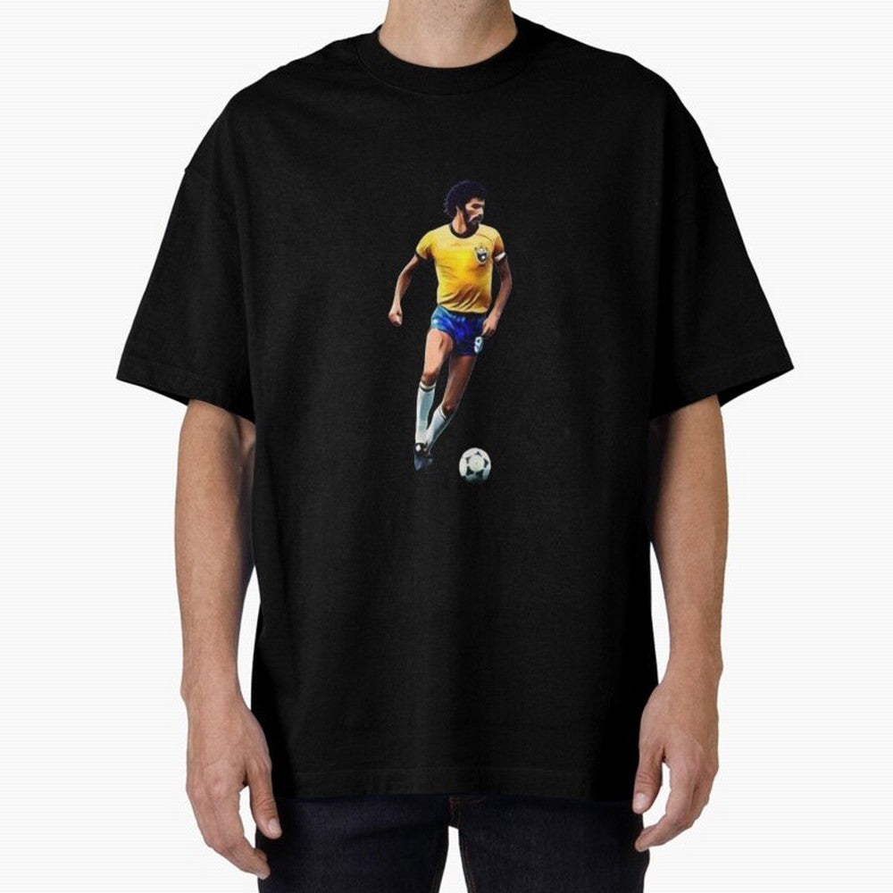 Legends of The Beautiful Game Cartoon Collection Legends Socrates Cartoon Artwork9 Oversized T-Shirt Experience the Global Stage of FIFA World Cup 2026 Spirit, Inspired by Netherlands, Messi, Tournament Hype, Historic Matchups, Family Viewing