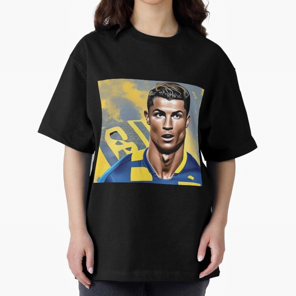 Ronaldo al nassr Oversized T-Shirt Capture FIFA World Cup 2026 Group Stage for Fans of Haaland and Mbappe and France, Bringing Sports Nostalgia, International Competition, Famous Players and Unforgettable Victories; Made for Collectors Who Enjoy