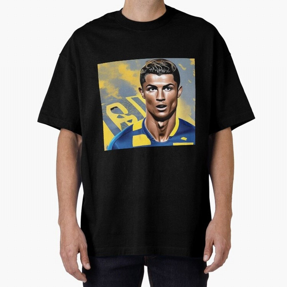 Ronaldo al nassr Oversized T-Shirt Capture FIFA World Cup 2026 Group Stage for Fans of Haaland and Mbappe and France, Bringing Sports Nostalgia, International Competition, Famous Players and Unforgettable Victories; Made for Collectors Who Enjoy