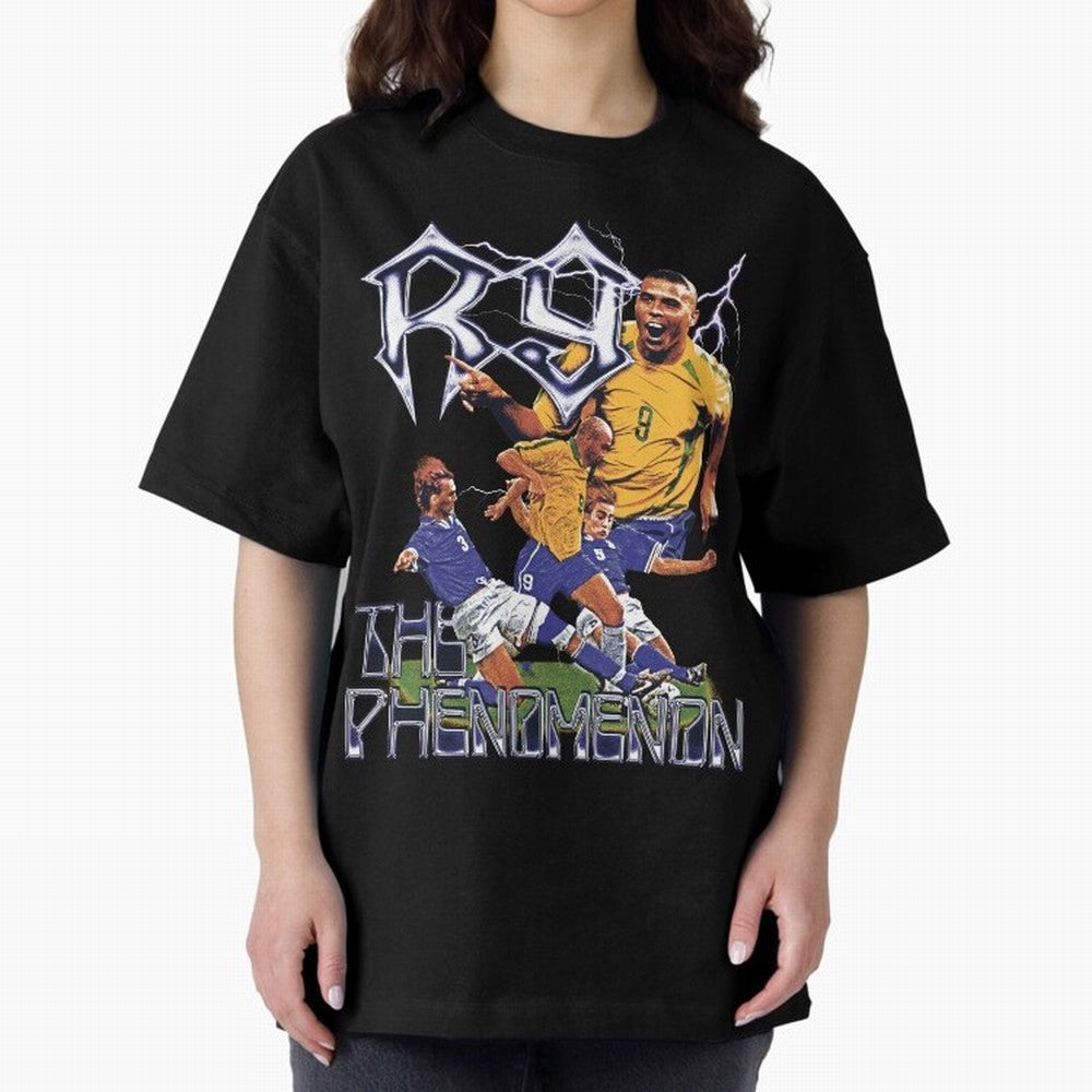 R9, The Phenomenon Oversized T-Shirt Follow the Final Road of FIFA World Cup 2026 USA Canada Mexico Spirit, Driven by Spain, Messi, Worldwide Fan Energy, Dramatic Goals, Stadium Lights and Championship Celebrations; Made for Die Hard Supporters,