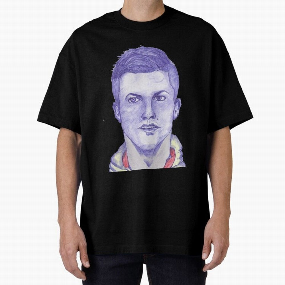 C-Ronaldo portrait drawing Oversized T-Shirt Cheer through Every Moment of Global Football Passion for FIFA World Cup 2026 Group Stage, Inspired by Haaland, Brazil, Portugal and Argentina, Match Day Excitement, Supporter Culture, Golden Goals and