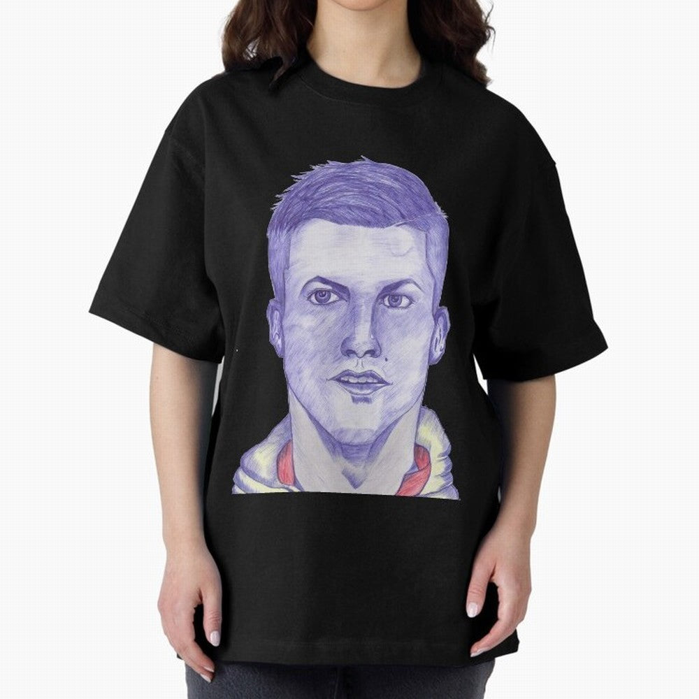 C-Ronaldo portrait drawing Oversized T-Shirt Cheer through Every Moment of Global Football Passion for FIFA World Cup 2026 Group Stage, Inspired by Haaland, Brazil, Portugal and Argentina, Match Day Excitement, Supporter Culture, Golden Goals and