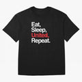 Eat, Sleep, United, Repeat - Funny Manchester United Quote Oversized T-Shirt Follow the Final Road of the FIFA World Cup 2026 Journey through Messi, Neymar and Mbappe Highlights, England and Germany Pride, Champion Mindset, Group Stage Buzz,