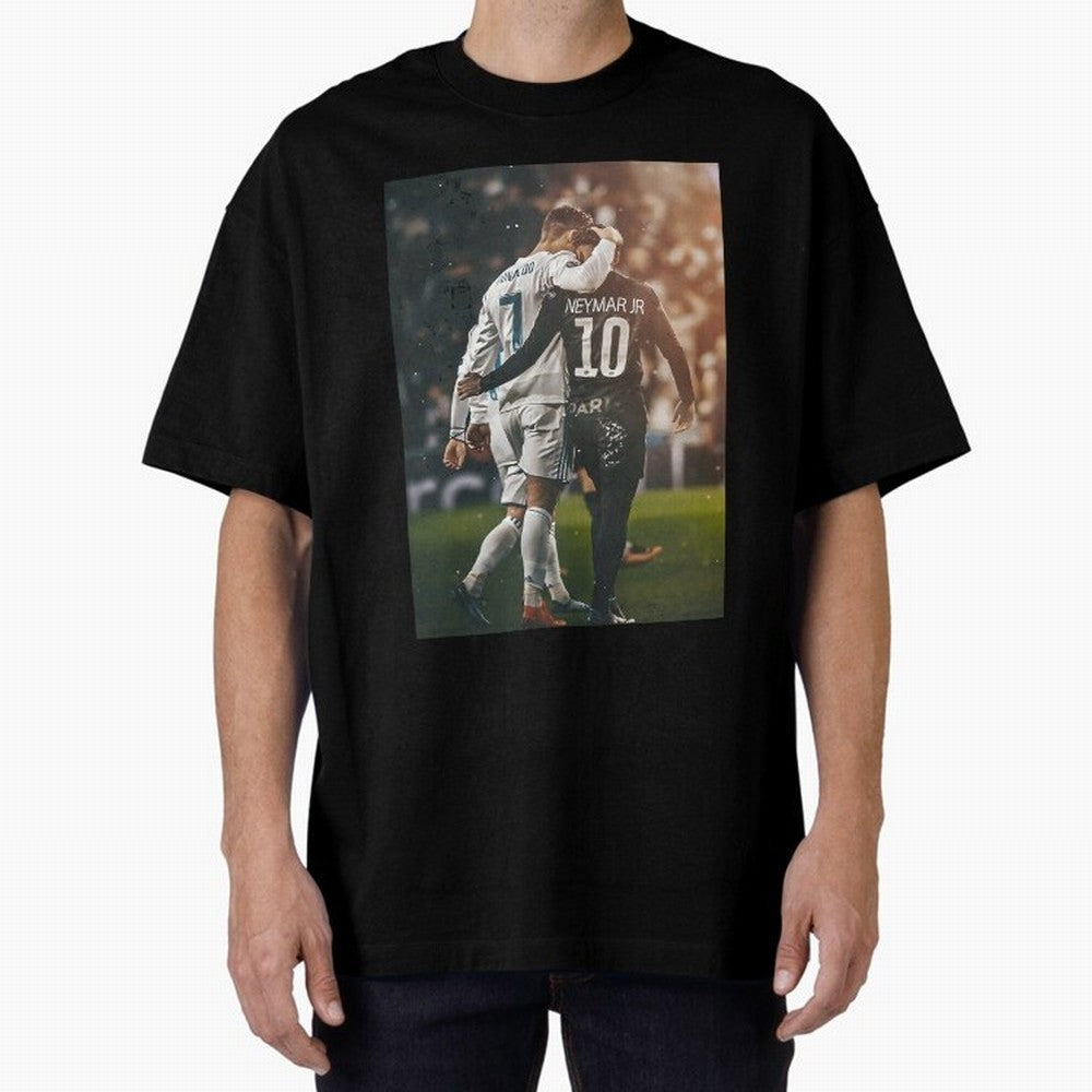 Neymar and Ronaldo Poster	 Oversized T-Shirt Unlock the FIFA World Cup 2026 Journey through CR7 and Messi Highlights, France Pride, Football History, Final Match Energy, Crowd Noise and Once in a Lifetime Moments; Built for Supporters Chasing
