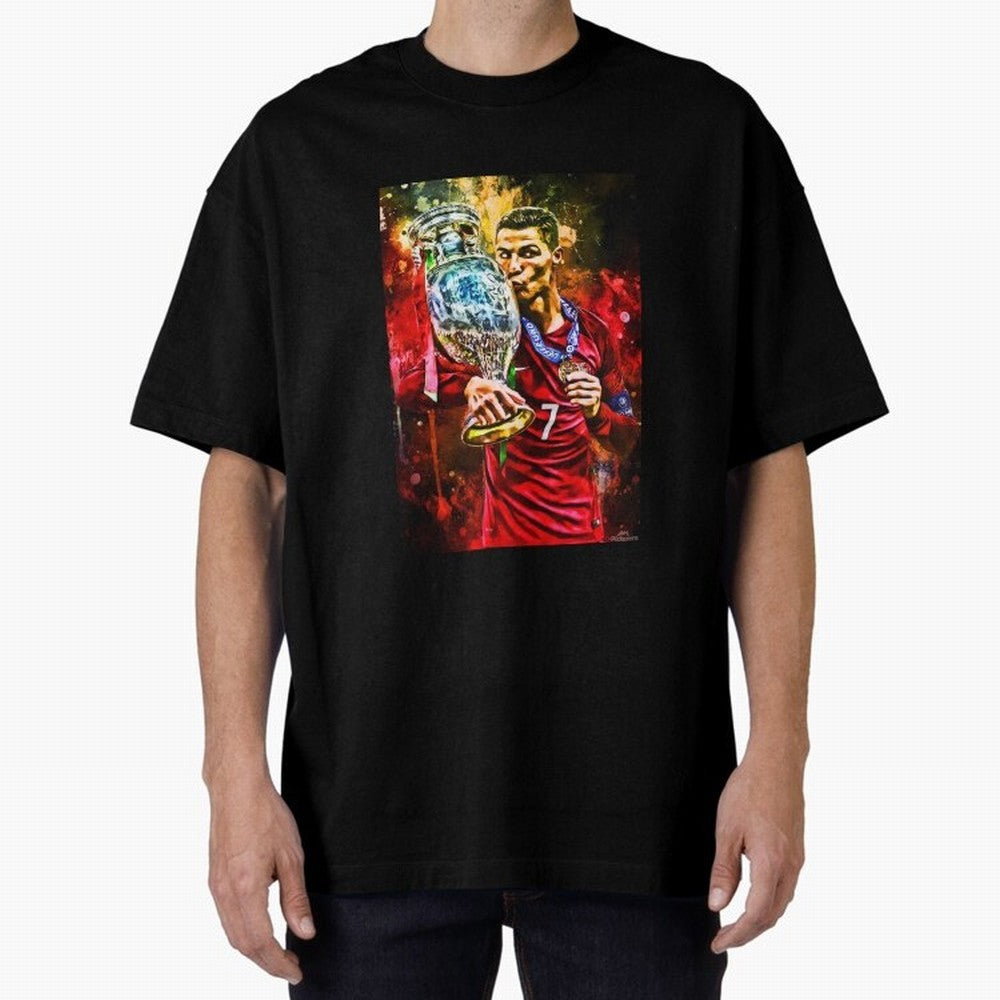 Christiano Ronaldo Oversized T-Shirt Cheer for Global Football Passion for FIFA World Cup 2026, Highlighting Messi, Neymar and Mbappe, England and Germany, Championship Spirit, Famous Goals, Roaring Crowds and International Football Unity; Made for