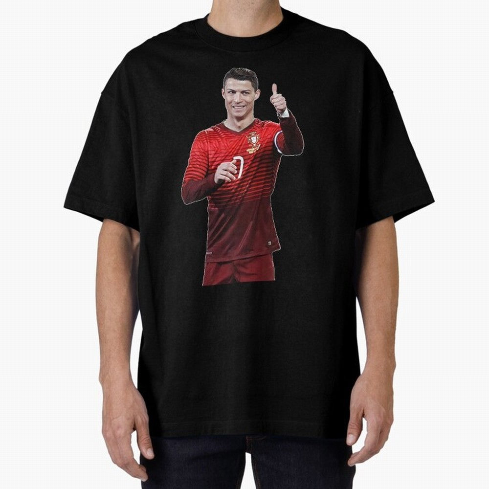 Ronaldo Thumbs Up Oversized T-Shirt Turn Every Weekend Toward Match Day Hype around FIFA World Cup 2026 USA Canada Mexico, CR7 and Messi, England, France and Netherlands, Match Day Excitement, Supporter Culture, Golden Goals and Global Football