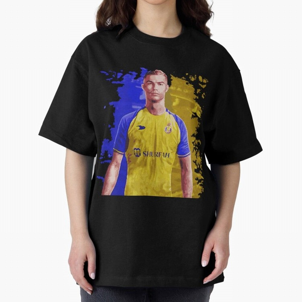 Ronaldo CR7 al nassr Oversized T-Shirt Celebrate Classic Football Spirit in Global Football Passion for FIFA World Cup 2026 Group Stage, Highlighting Messi, Neymar and Mbappe, Argentina, Vintage Soccer Flavor, Modern Football Stars, National Flags